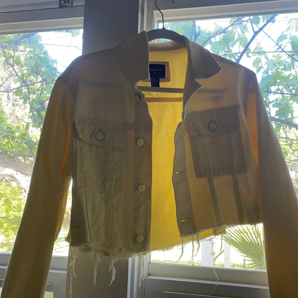Yellow cropped jean jacket